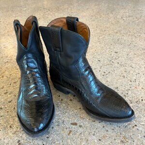 Frye Boots - Billy Short Black Ostrich, Size 6.5